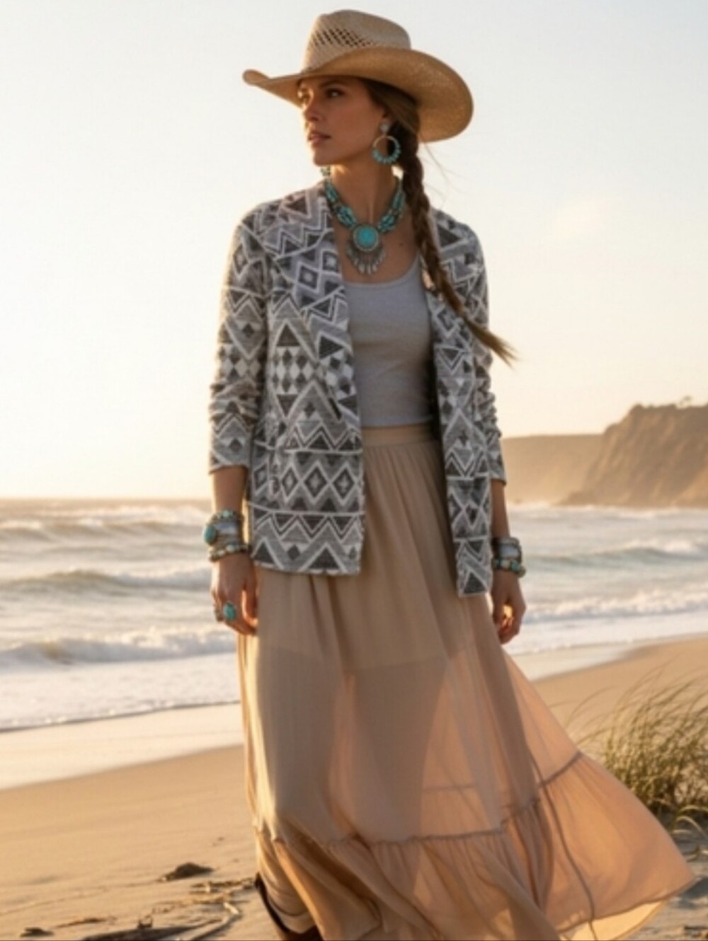 Lucky Brand Boho Southwestern Cardigan Jacket